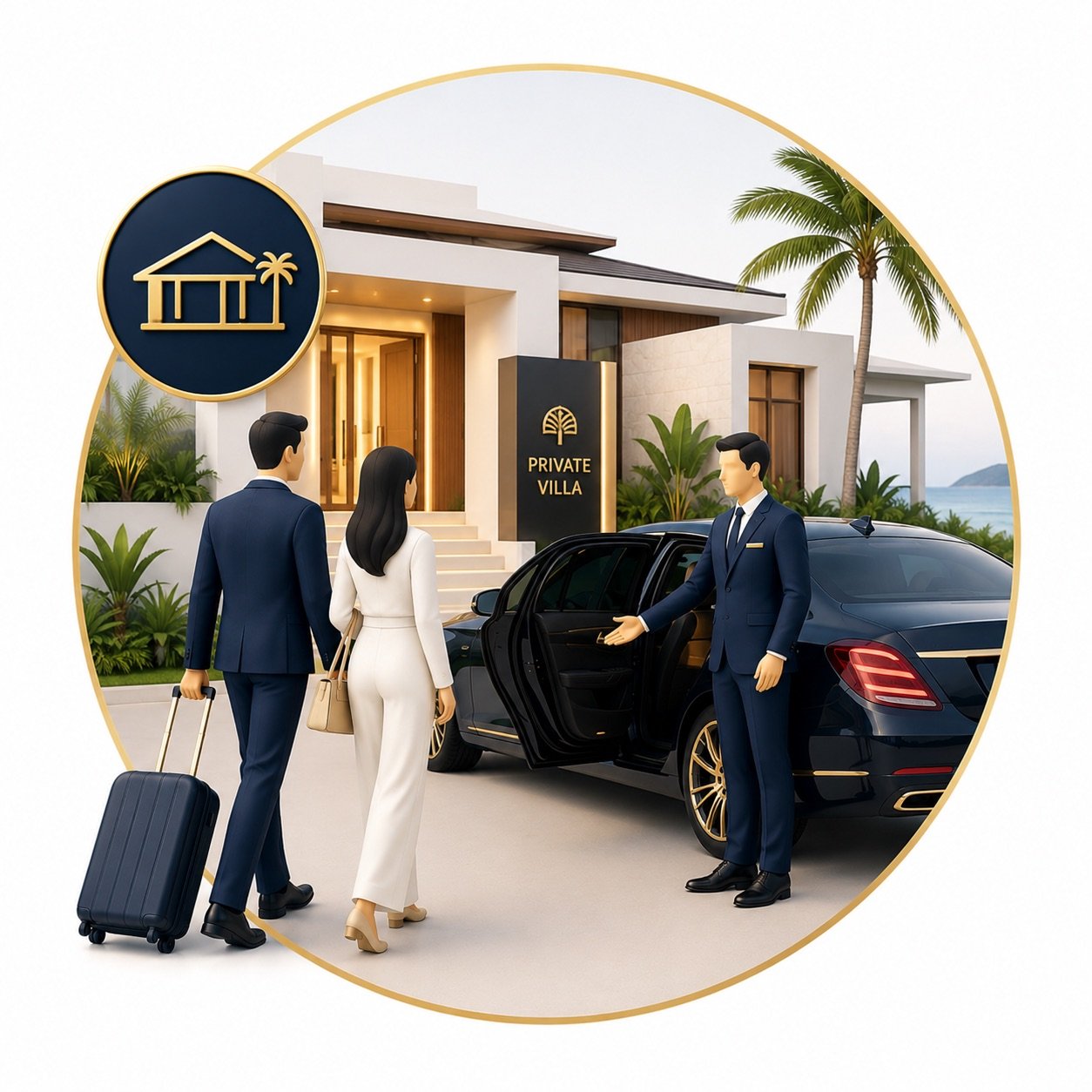 Luxury private villa check-in in Phuket with pool and ocean view