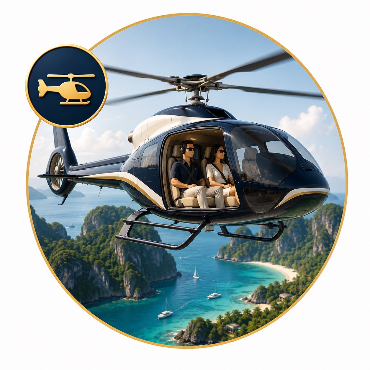 VIP private helicopter tour over Phuket and Phang Nga Bay